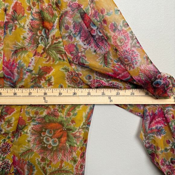 NWT Anthropologie floral 1/2 button up peasant blouse women's XL - Picture 7 of 8